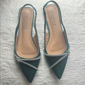 Journee Collection Green Slingback Heels